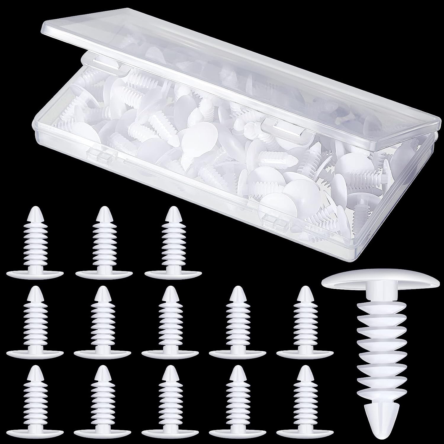 230816043903596_1 1Vapor Barrier Christmas Tree Fasteners Plastic Nylon Rivet Clips White Furniture Assembly Shelves Retainer for Crawlspace Barrier Poly Liners, Covers and Encapsulations (200 Pcs) - Image 1